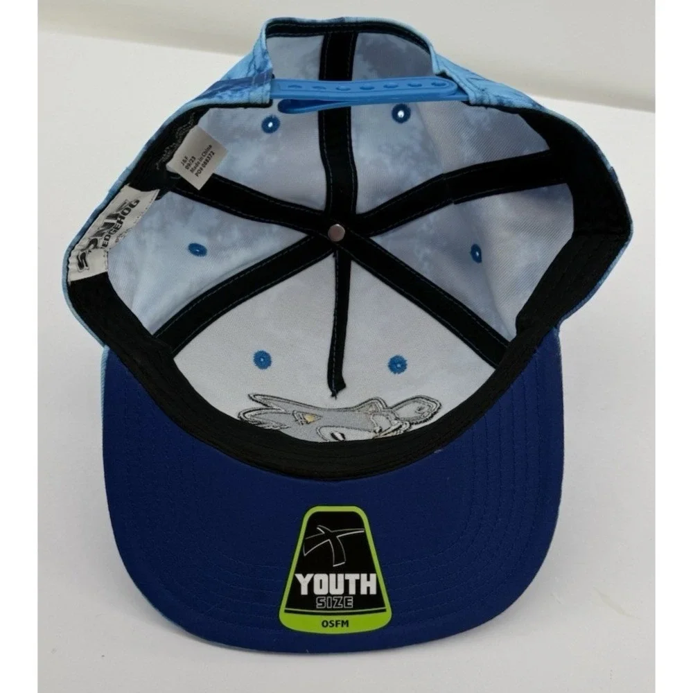 Sonic the Hedgehog Youth Snapback Hat Blue Tie Dye Embroidered Flat Brim Cap